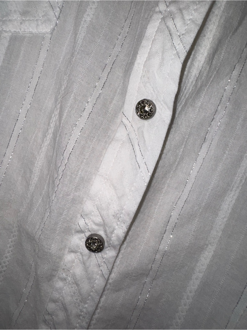 Ariat White Western Snap Shirt Women’s XL Metallic Stripe Top - Picture 7 of 16